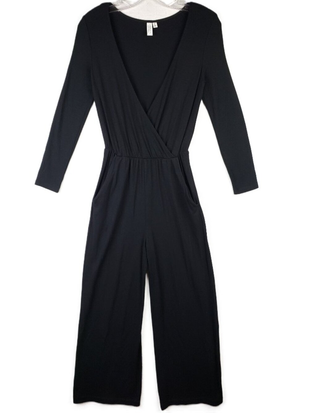 & Other Stories Wide-Leg Jumpsuit Faux Wrap V-neck Long Sleeve Black size 2